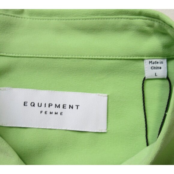 NWT Equipment Slim Signature in Pistachio Green Silk Button Down Shirt L $250 - Picture 5 of 9
